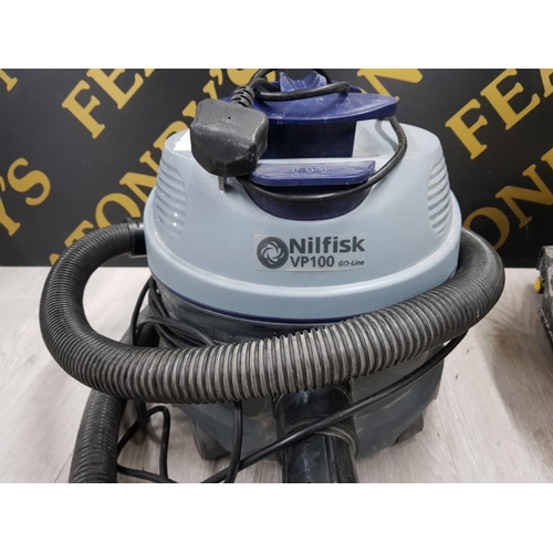 188 - 2 VACUUM CLEANERS INCLUDES NILFISK VP100 AND V TUFF, 1 MISSING A WHEEL