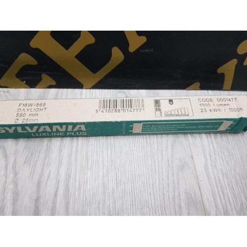 194 - 24 SYLVANIA LIGHTS LUXLINE PLUS, COMPACT FLUORESCENT 28 WATT AND ACEL 100 WATT CHOKES ETC