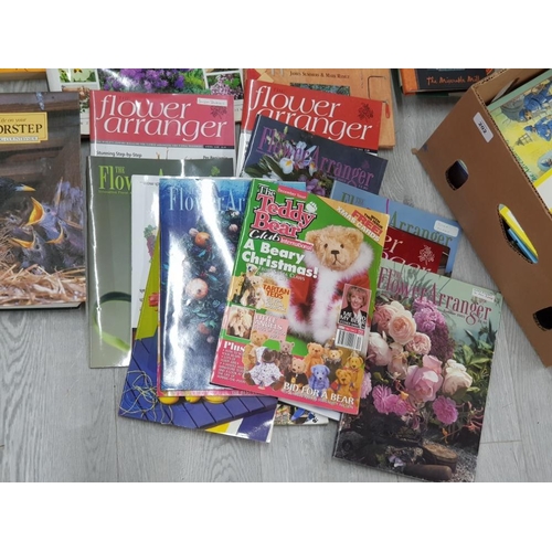 202 - LARGE COLLECTION OF BOOKS MAINLY FISHING AND CHILDRENS WITH MAGAZINES THE FLOWER ARRANGER AND DVDS