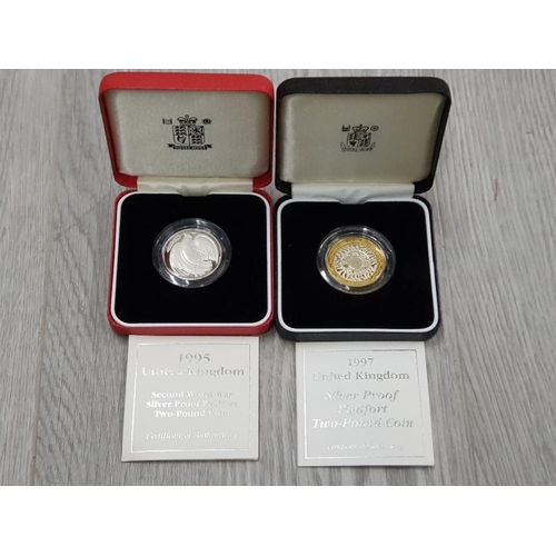 213 - UK ROYAL MINT SILVER PROOF PIEDFORT £2 COIN SETS 1995 AND 1997