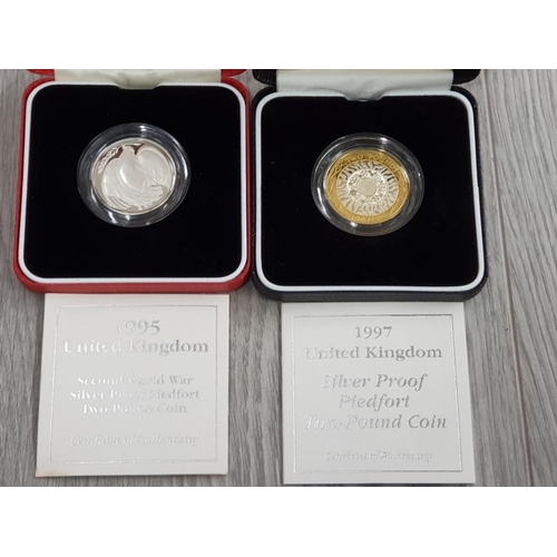 213 - UK ROYAL MINT SILVER PROOF PIEDFORT £2 COIN SETS 1995 AND 1997