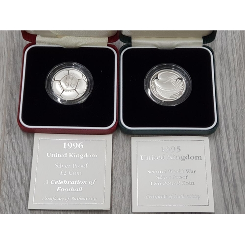 215 - UK ROYAL MINT £2 SILVER PROOF COIN SETS 1995 AND 1996