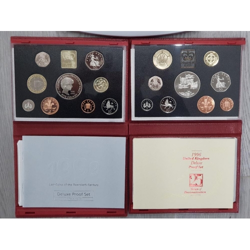 228 - 3 ROYAL MINT YEARLY PROOF DELUXE SETS COMPRISING 1996 1999 AND 2000