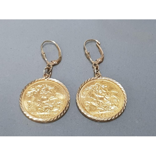 244 - PAIR OF 22CT GOLD HALF SOVEREIGN EARRINGS 9.6G