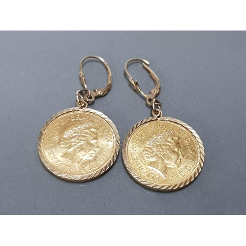 244 - PAIR OF 22CT GOLD HALF SOVEREIGN EARRINGS 9.6G