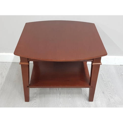 73 - MAHOGANY LAMP TABLE WITH NICE TAPERED LEGS WITH UNDER SHELF