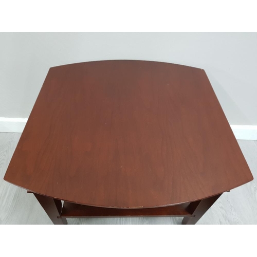 73 - MAHOGANY LAMP TABLE WITH NICE TAPERED LEGS WITH UNDER SHELF