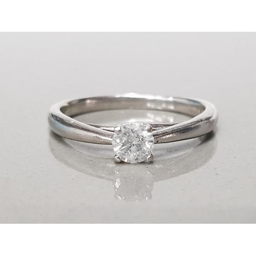 379 - 9CT WHITE GOLD LADIES DIAMOND SOLITAIRE RING COMPRISING OF A BRILLIANT ROUND CUT DIAMOND SET IN A FO... 