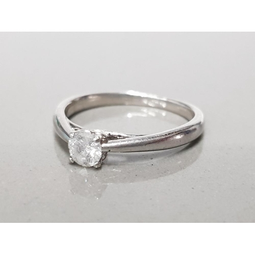 379 - 9CT WHITE GOLD LADIES DIAMOND SOLITAIRE RING COMPRISING OF A BRILLIANT ROUND CUT DIAMOND SET IN A FO... 