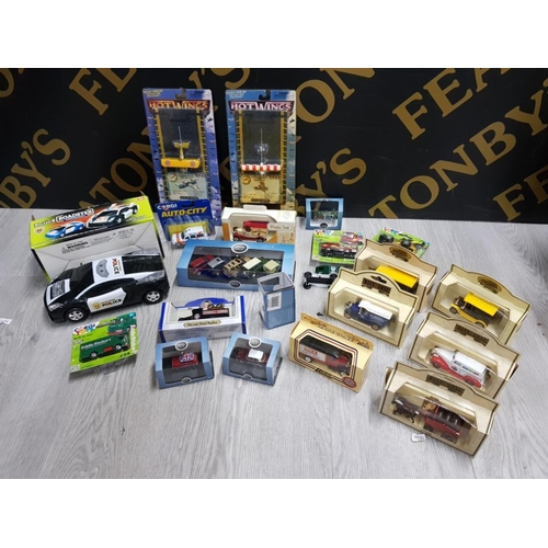 35 - COLLECTION OF DIECAST VEHICLES INCLUDES RINGTONS TEA, DAYS GONE, CORGI TOYS, OXFORD AND HOTWINGS AIR... 