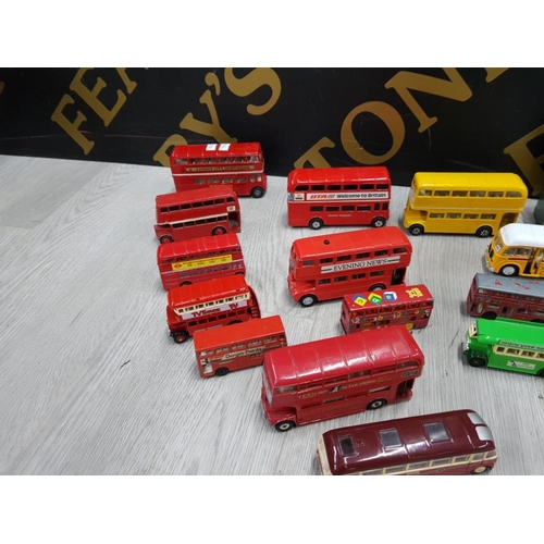 92 - COLLECTION OF DIECAST BUS VEHICLES INCLUDING DINKY TOYS, CLASSIC DOUBLE DECKER, DAYS GONE AND CORGI ... 