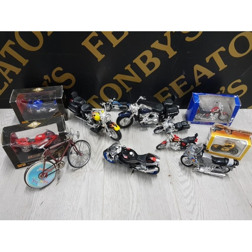 96 - COLLECTION OF MOTORCYCLES SOME DIECAST IN ORIGINAL BOX INCLUDES MAISTO AND ZYLMEX ETC