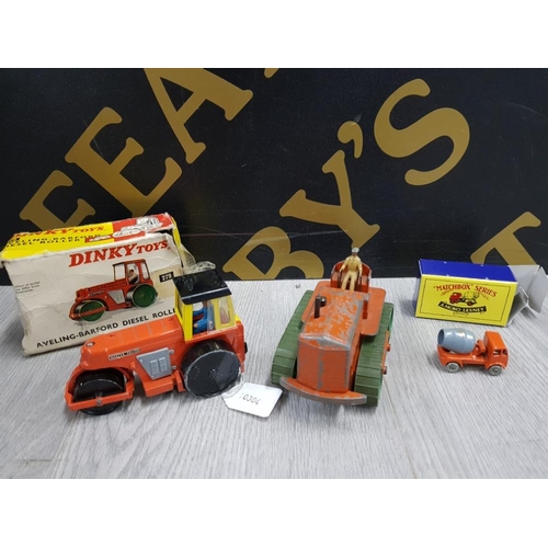 99 - 3 RARE DIECAST VEHICLES INCLUDES DINKY TOYS DIESEL ROLLER, DINKY SUPERTOYS HEAVY TRACTOR AND MATCHBO... 
