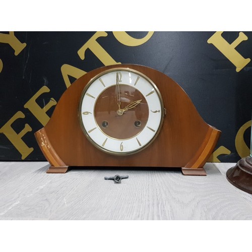 29 - BIG BEN DOME CLOCK TOGETHER WITH WOODEN MANTLE CLOCK TOGETHER WITH ONE OTHER MANTLE CLOCK