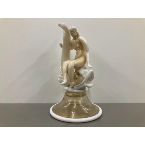 1 - ERCOLE BAROVIER (ATTRIB) RARE FIGURAL SCULPTURE OF NUDE GIRL AND FISH FOR VETRERIA ARTISTICA BAROVIE... 