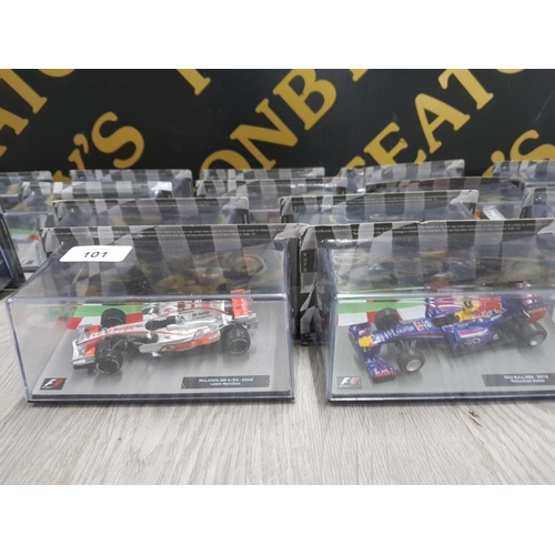 101 - 16 DIECAST FORMULA 1 CARS THE CAR COLLECTION ALL IN ORIGINAL BOXES WITH MAGAZINE