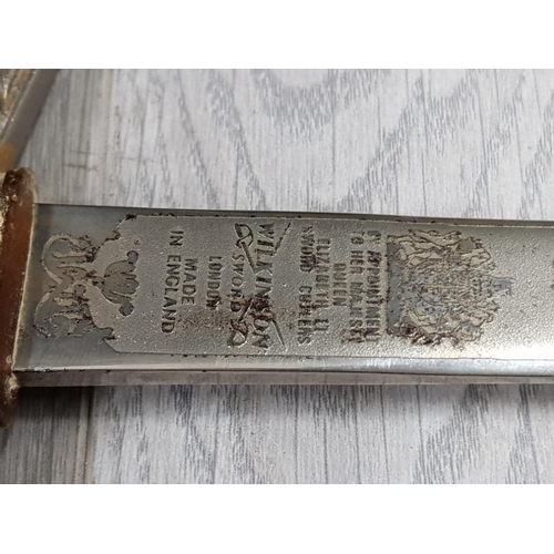 136 - DECORATIVE WILKINSON SWORD, BY APPOINTMENT TO HER MAJESTY QUEEN ELIZABETH II SWORD CUTLERS INSCRIBED