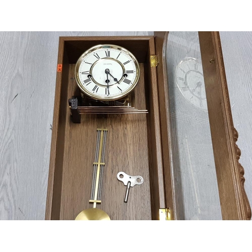 137 - WM WIDDOP PENDULUM WALL CLOCK WITH KEY