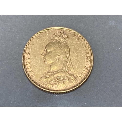 14 - 22CT GOLD 1890 FULL SOVEREIGN COIN