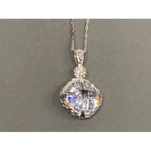 69 - SILVER AND CZ PENDANT WITH SILVER NECKLET 9.4G GROSS