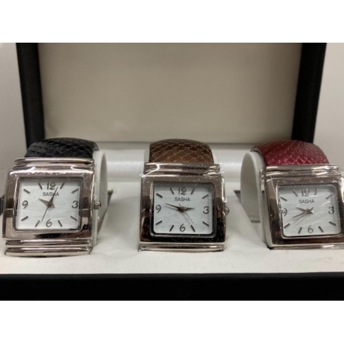 75 - BOXED SET OF 3 SASHA WATCHES AS NEW