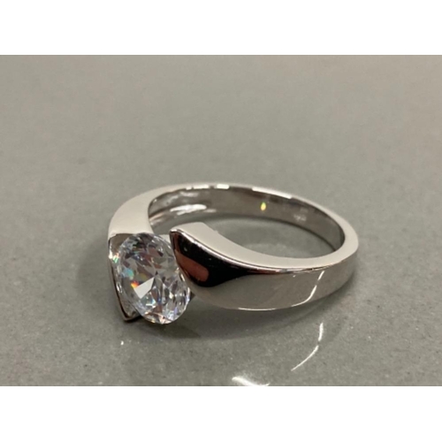 84 - SILVER AND CZ SOLITAIRE RING SIZE Q 4.7G GROSS