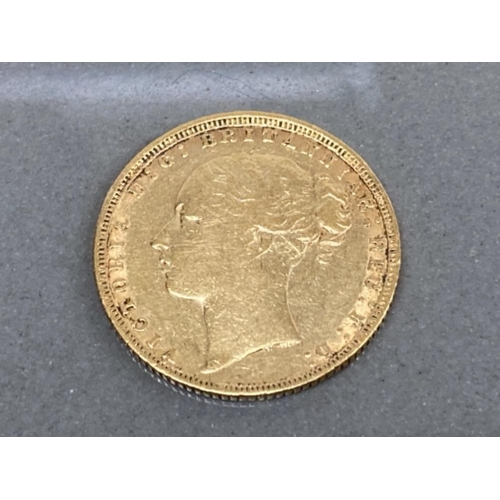 93 - 22CT GOLD 1873 FULL SOVEREIGN COIN