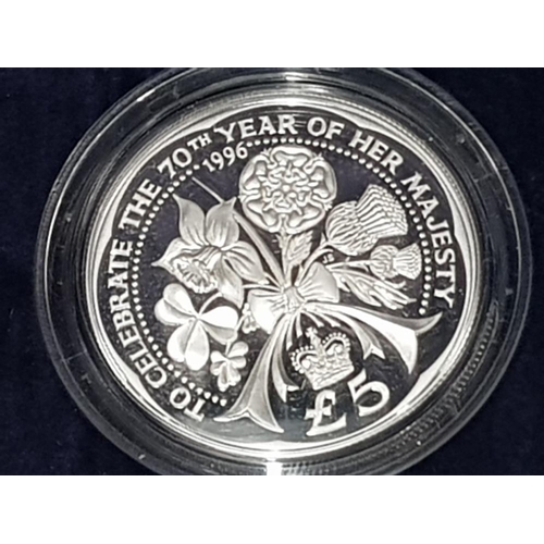 5 - UK ROYAL MINT 1996 SILVER PROOF 12 CROWNS SET 70TH QUEEN ELIZABETH II BIRTHDAY HOUSED IN ORIGINAL DI... 