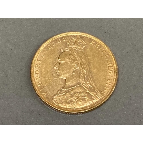 1 - 22CT GOLD 1890 FULL SOVEREIGN COIN