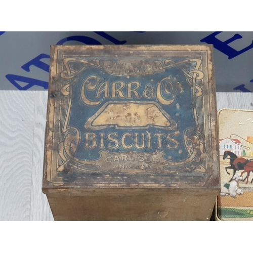 101 - COLLECTION OF TIN BISCUIT BOXES INCLUDES CARR AND CO'S BISCUITS, 2 RINGTONS LTD AND BASSICINI ETC