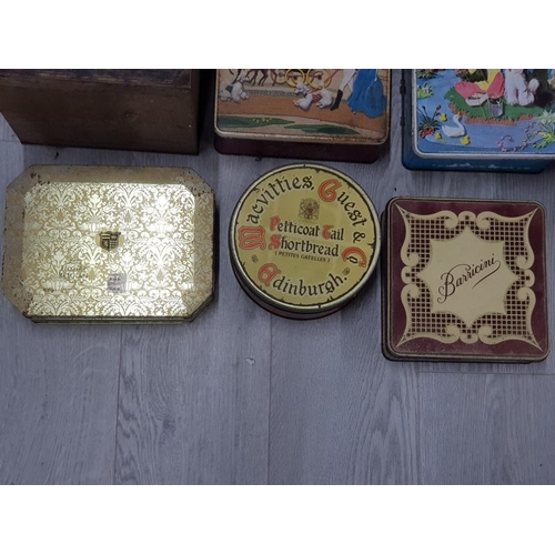 101 - COLLECTION OF TIN BISCUIT BOXES INCLUDES CARR AND CO'S BISCUITS, 2 RINGTONS LTD AND BASSICINI ETC