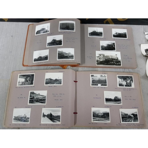 111 - 2 LARGE FILES OF BLACK AND WHITE PHOTOGRAPHS OF RAILWAY TRAINS, ALSO INCLUDES MORE PHOTOS OF TRAINS ... 