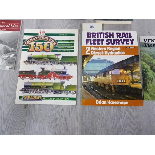 113 - COLLECTION OF VINTAGE RAILWAY BOOKS AND MAGAZINES, INCLUDES RAILWAY PASSENGER STATIONS IN ENGLAND SC... 