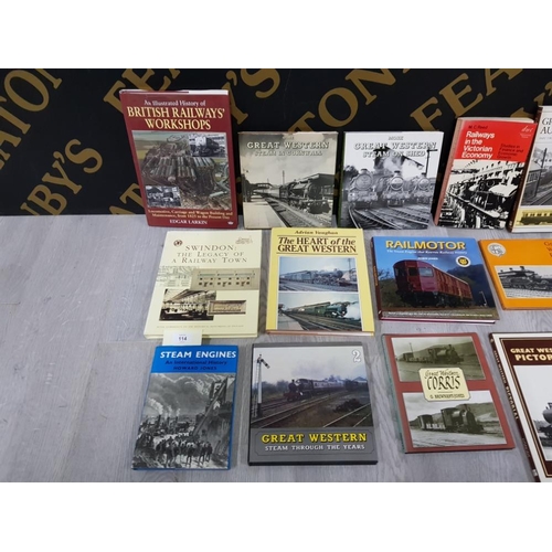 114 - COLLECTION OF VINTAGE RAILWAY BOOKS INCLUDING SWINDON ENGINEMAN, GREAT WESTERN STEAM IN CORNWALL ETC