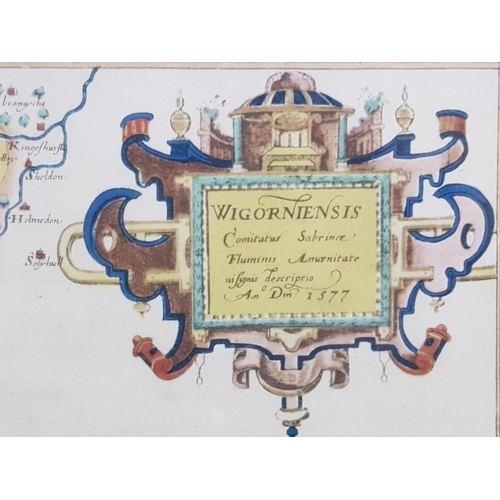 115 - FRAMED REPRODUCTION COUNTY MAP SAXTONS MAP OF WORCESTERSHIRE 1577 IN THE STYLE OF JOHN SPEED  69 X 5... 