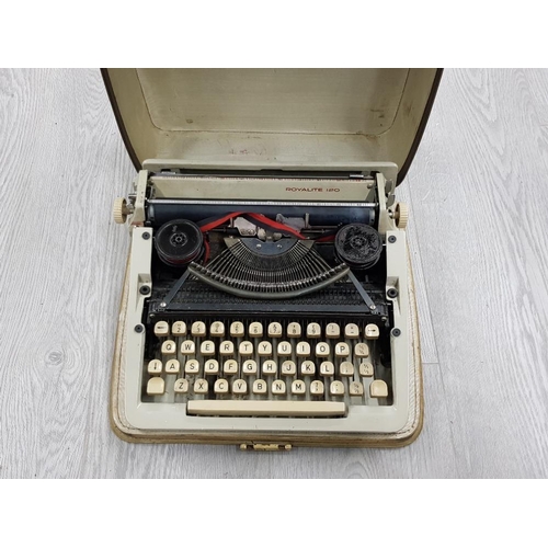 155 - VINTAGE ROYALITE 120 TYPEWRITER WITH ORIGINAL CARRY CASE