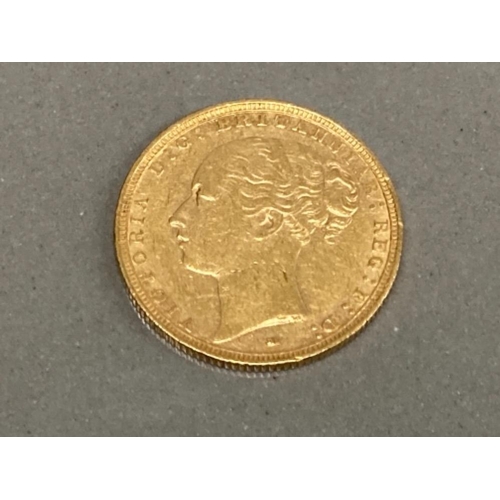 21 - 22CT GOLD 1887 FULL SOVEREIGN COIN