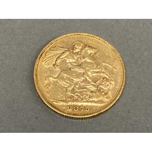 22 - 22CT GOLD 1876 FULL SOVEREIGN COIN