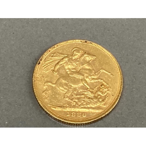 23 - 22CT GOLD 1880 FULL SOVEREIGN COIN