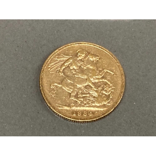 24 - 22CT GOLD 1884 FULL SOVEREIGN COIN