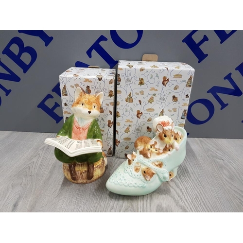 268 - 2 BEATRIX POTTER MONEY BOXES INCLUDES FOXY GENTLEMAN AND OLD WOMAN WHO LIVED IN A SHOE IN ORIGINAL B... 