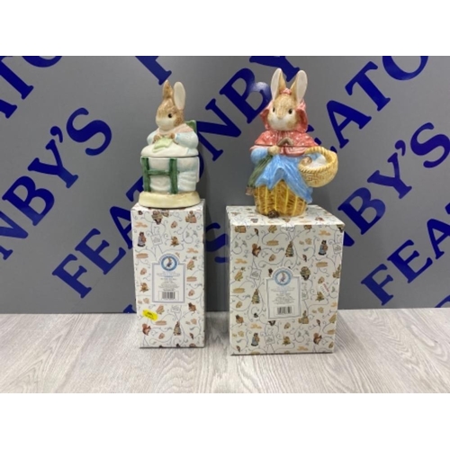 283 - TWO BEATRIX POTTER BOXED ITEMS INCLUDING MRS. RABBIT CANISTER & MRS. RABBIT WITH BABIES