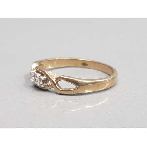 354 - YELLOW METAL DIAMOND 2 STONE RING