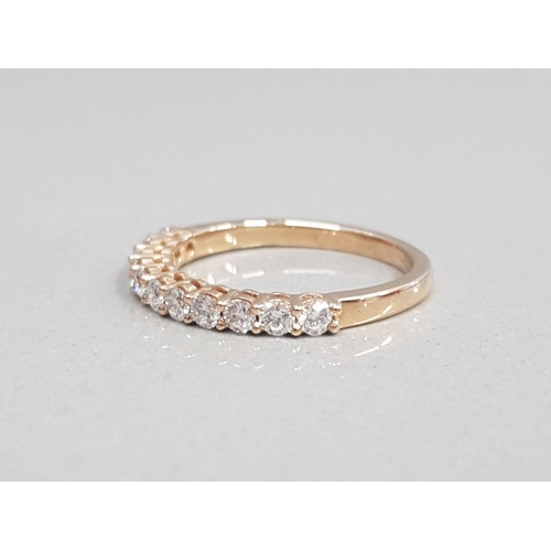 356 - 18CT ROSE GOLD DIAMOND HALF ETERNITY RING OF 0.5CT SIZE L