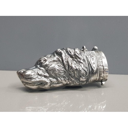 357 - SILVER PLATED DOG HEAD VESTA CASE