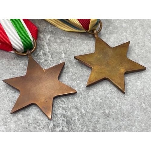 361 - MEDALS UK 1939-45 AFRICA STAR ALSO 1939-45 ITALY STAR WITH RIBBONS