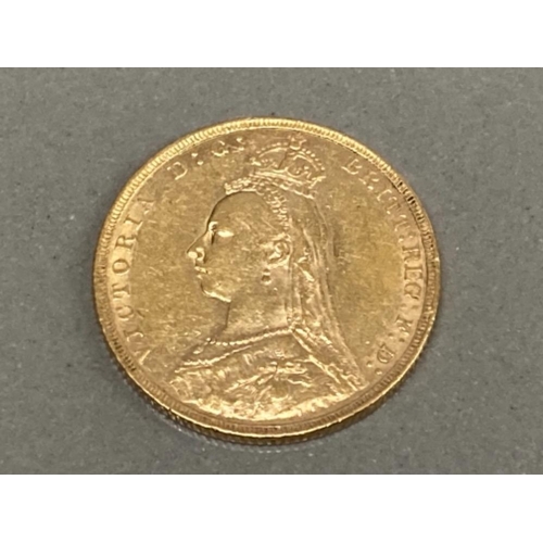 51 - 22CT GOLD 1890 FULL SOVEREIGN COIN