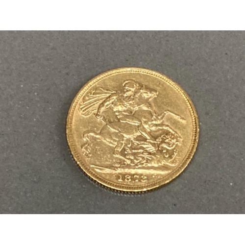 52 - 22CT GOLD 1873 FULL SOVEREIGN COIN