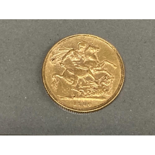 55 - 22CT GOLD 1880 FULL SOVEREIGN COIN