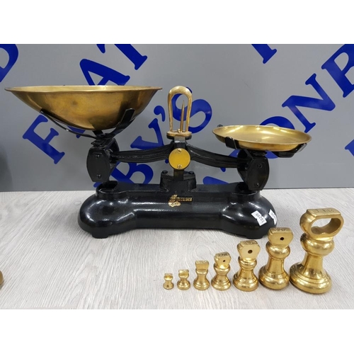 68 - 2  LIBRASCO VINTAGE BRASS KITCHEN SCALES WITH WEIGHTS